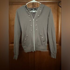 Abbey Dawn by, Avril Lavigne Studded Gray Hoodie w- hb3 technology S Rare!